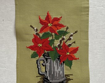 アンティーク　壁飾り　Red刺繍 刺繍壁掛け装飾、手作り装飾カラフルな蝶青オレンジクロスステッチ＃4