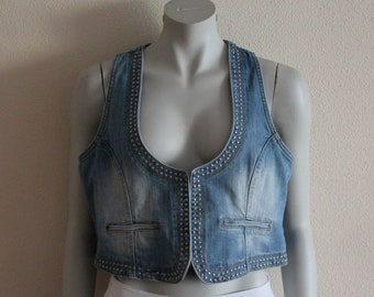 Studded Denim Vest - Etsy UK