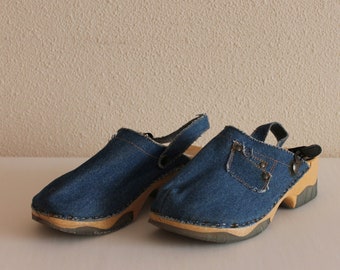 Childrens Shoes Blue Shoes Blue Denim Clogs Girls Shoes Denim Shoes Kids Shoes