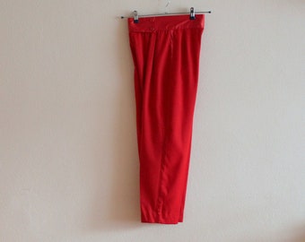 Vintage Pants Women's Pants High Waisted Women Pants Red Pleated Pants Red Trouser