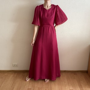 Vintage 1980s Kaisu Heikkilä Finland Dress Chiffon Pleated Butterfly Sleeve Floaty Maxi Dress Romantic Lined Dress Small Size
