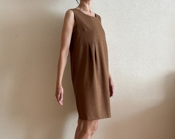 EMBIA Mamawear Vintage Dress Brown Maternity Dress Sleeveless Lining Dress Made in Finland