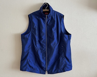 Women's Vest Blue Women Vest Vintage Vest Women Waistcoat Zip up Plus Size Extra Large