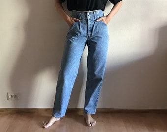 Pantalones Vaqueros de Cintura Alta Jeans Azules Jeans Clavija de Mujer Jeans Pantalones Hipster Grunge CuelloCaminos de Pierna Cónica Talla 30