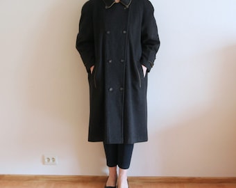 Dirndl Coat Long Trachten Coat German Loden Womens Black Wool Blend Coat Vintage Winter Dirndl Folk Octoterberfest Bavaria Large Size