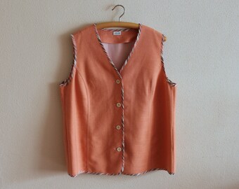 Vintage western salmon pink denim vestStuddedMedium