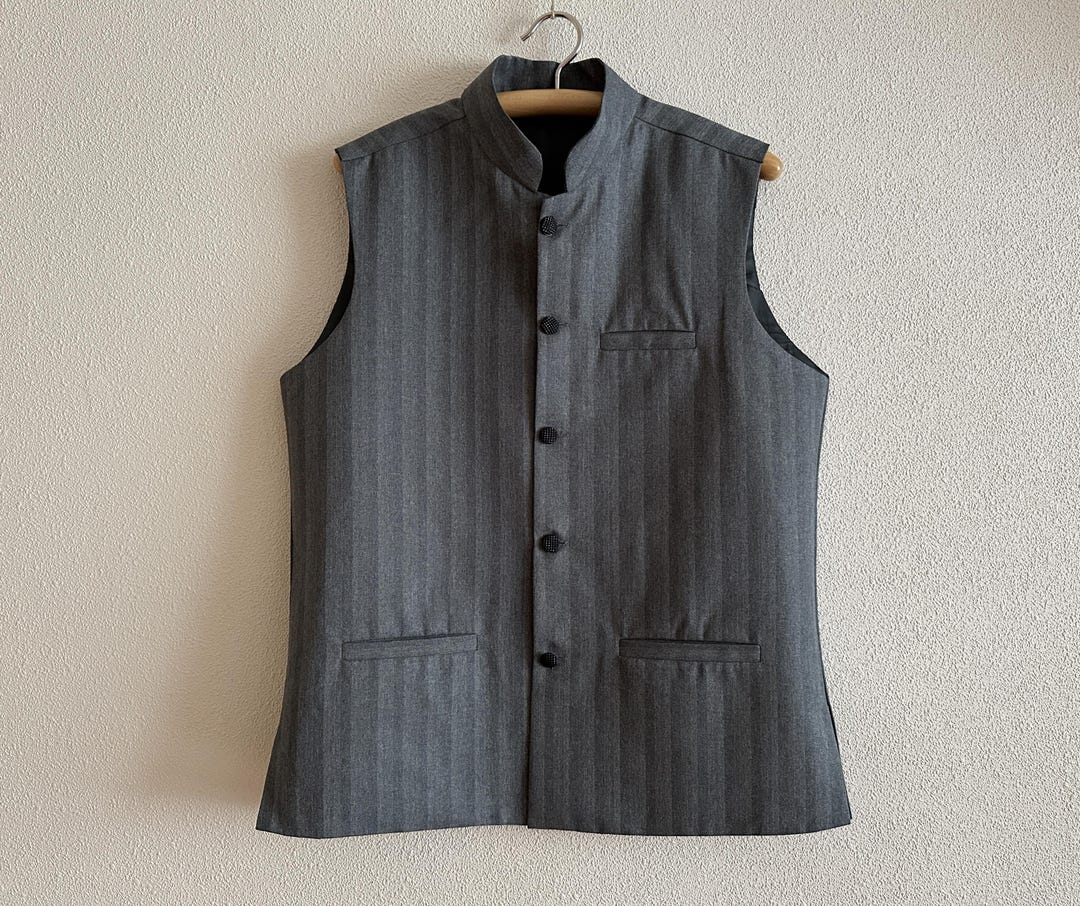 Men’s Black Embroidered Velvet Nehru Vest – Formal Ethnic Waistcoat