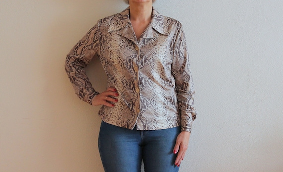 トップス vintage python sheer shirt blouse vintage python sheer shirt blouse Snake Print Blouse Vintage