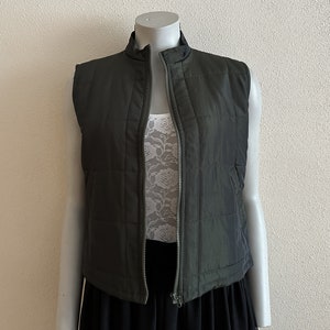 Olive Green Womens Vest  Quilted Waistcoat Zip up Sleeveless Jacket Large Size