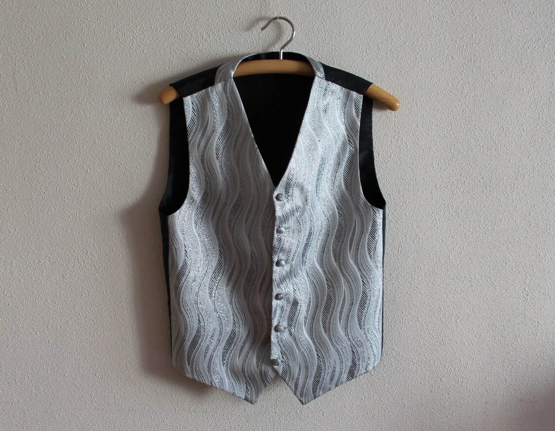 Mens Vest Silver Vest Silver Brocade Vest Black Mens Vest - Etsy Nederland