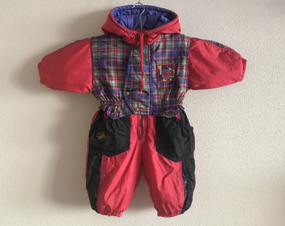 Vintage Kids Snow Suit 80s 90s Baby One Piece Ski Suit Red - Etsy