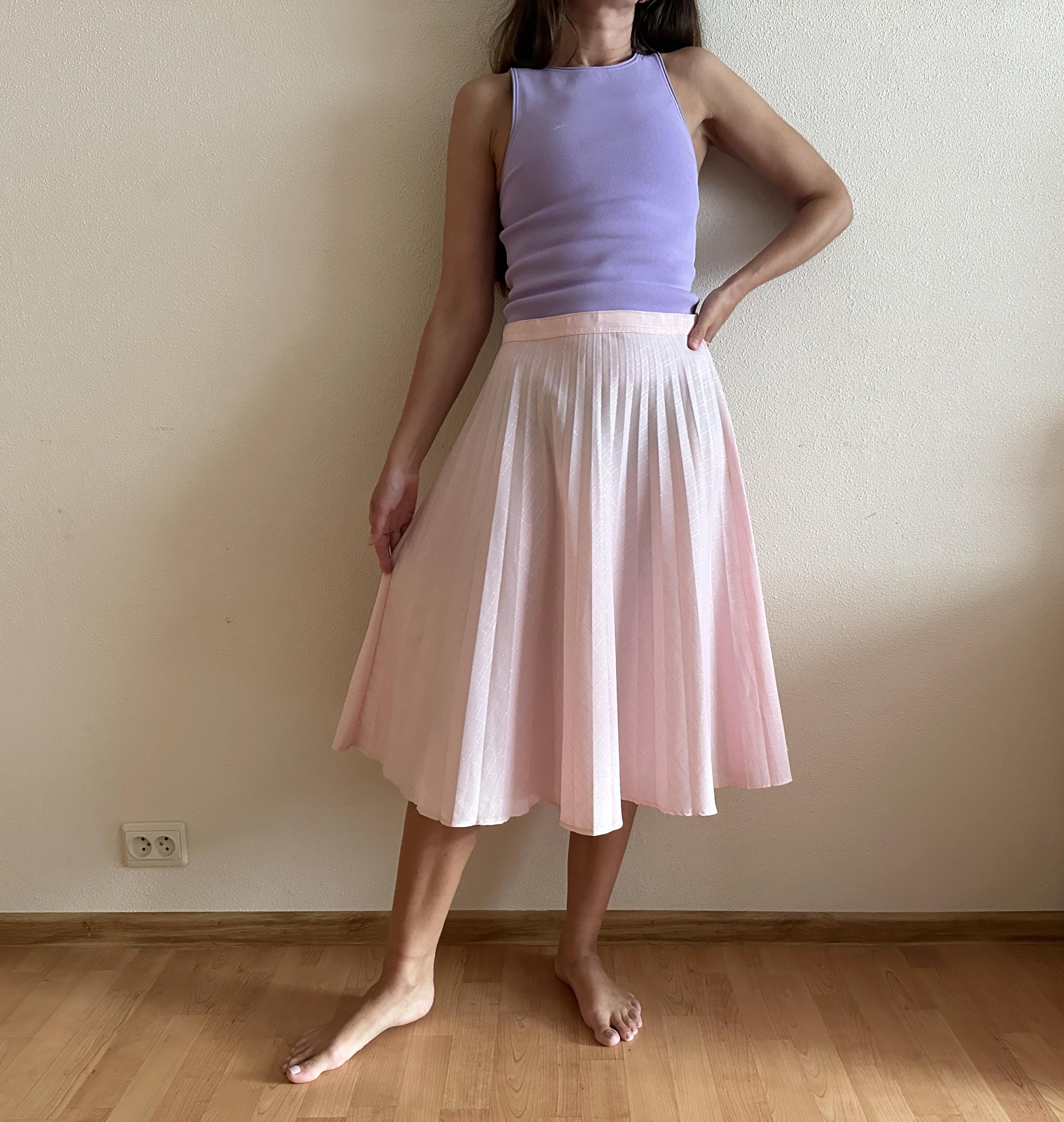 Vintage 80's Skirt Pink Skirts Accordion Pleated Pale Pink Skirt