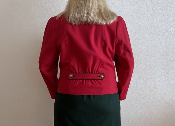 Women's Dirndl Jacket Hot Red Short Wool Cardigan… - image 6