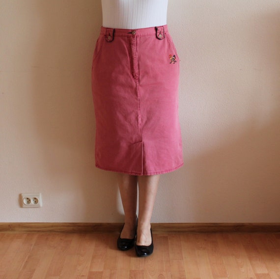 Dirndl Skirt Red Denim Skirt Original Alpen Trach… - image 3