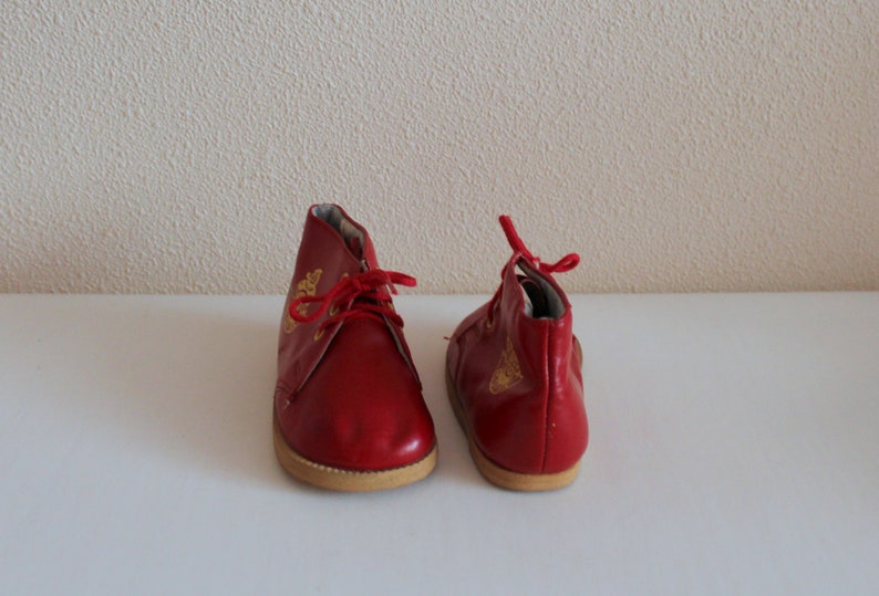 Soviet Baby Shoes Children's Boots Made in the USSR Shoes Red Leather Shoes Kids Shoes Vintage Children Shoes image 5