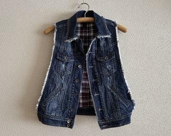Denim Vest Open Side Denim Vest Blue Jean Waistcoat Sleeveless