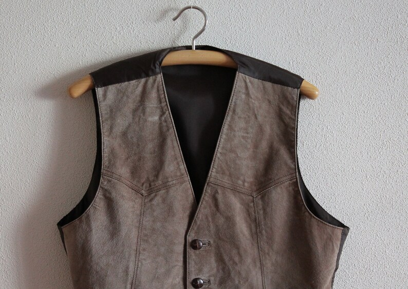 Mens Vest Suede Vest Mens Suede Vest Mens Leather Vests Brown Genuine Leather Vest Gentlemen's Vest Formal Waistcoat Country image 2