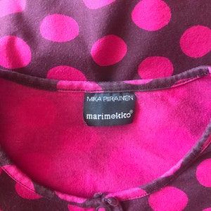 MARIMEKKO Top Polka Dot Marimekko Shirt Long Sleeve Purple Pink Circles Print Women T-Shirt Cotton Jersey Blouse image 10