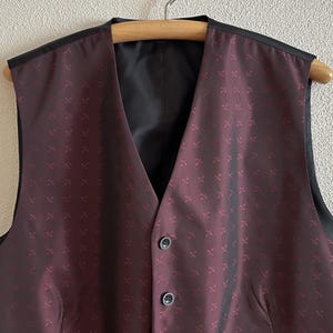 Mens Vest Red Vest Vine Red Tapestry Mens Vest Gentlemen&#39;s Vest Formal Fitted Mens Waistcoat Victorian Steampunk