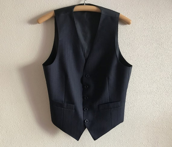 Men's Vest Navy Blue Mens Vest Formal Fitted Wais… - image 1