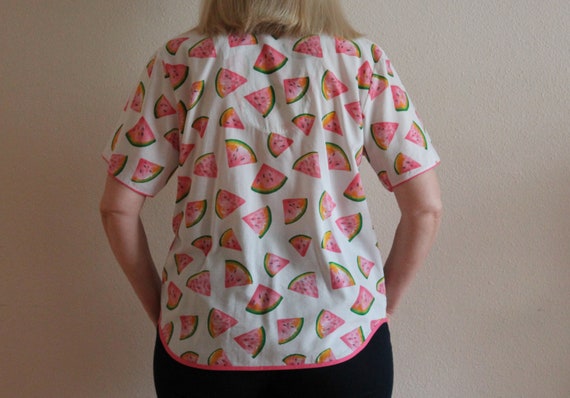 Pajama Top Vintage Blouse Watermelon Print Top Tr… - image 4