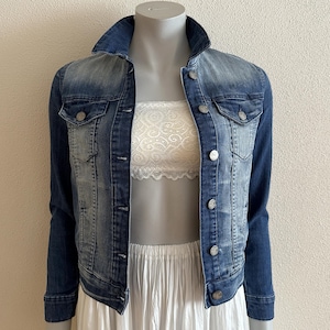 Denim Jacket Acid Wash Denim Jacket Blue Denim Jacket Womens Denim Jacket Classic Jeans Blazer Metal Buttons Long Sleeve Small Size