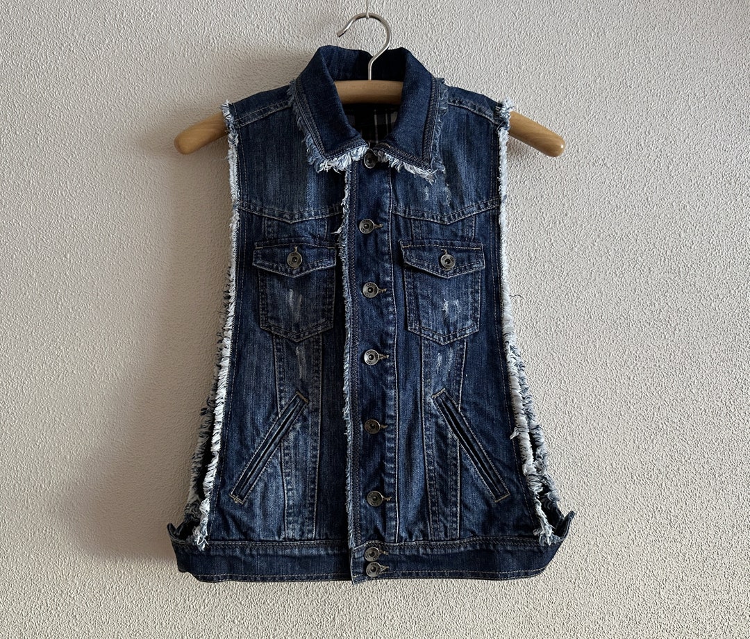 Denim Vest Open Side Denim Vest Blue Jean Waistcoat Sleeveless