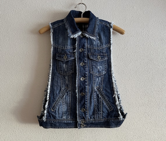 Denim Vest Open Side Denim Vest Blue Jean Waistcoat Sleeveless