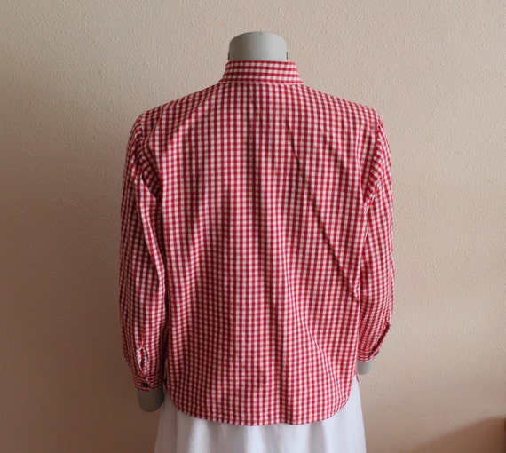 Gingham Shirt Vintage Shirt Women Blouse Red Chec… - image 4
