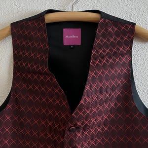 Mens Vest Red Vest Red Tapestry Mens Vest Gentlemen&#39;s Vest Formal Fitted Mens Waistcoat Victorian Steampunk