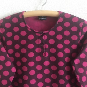 MARIMEKKO Top Polka Dot Marimekko Shirt Long Sleeve Purple Pink Circles Print Women T-Shirt Cotton Jersey Blouse image 8