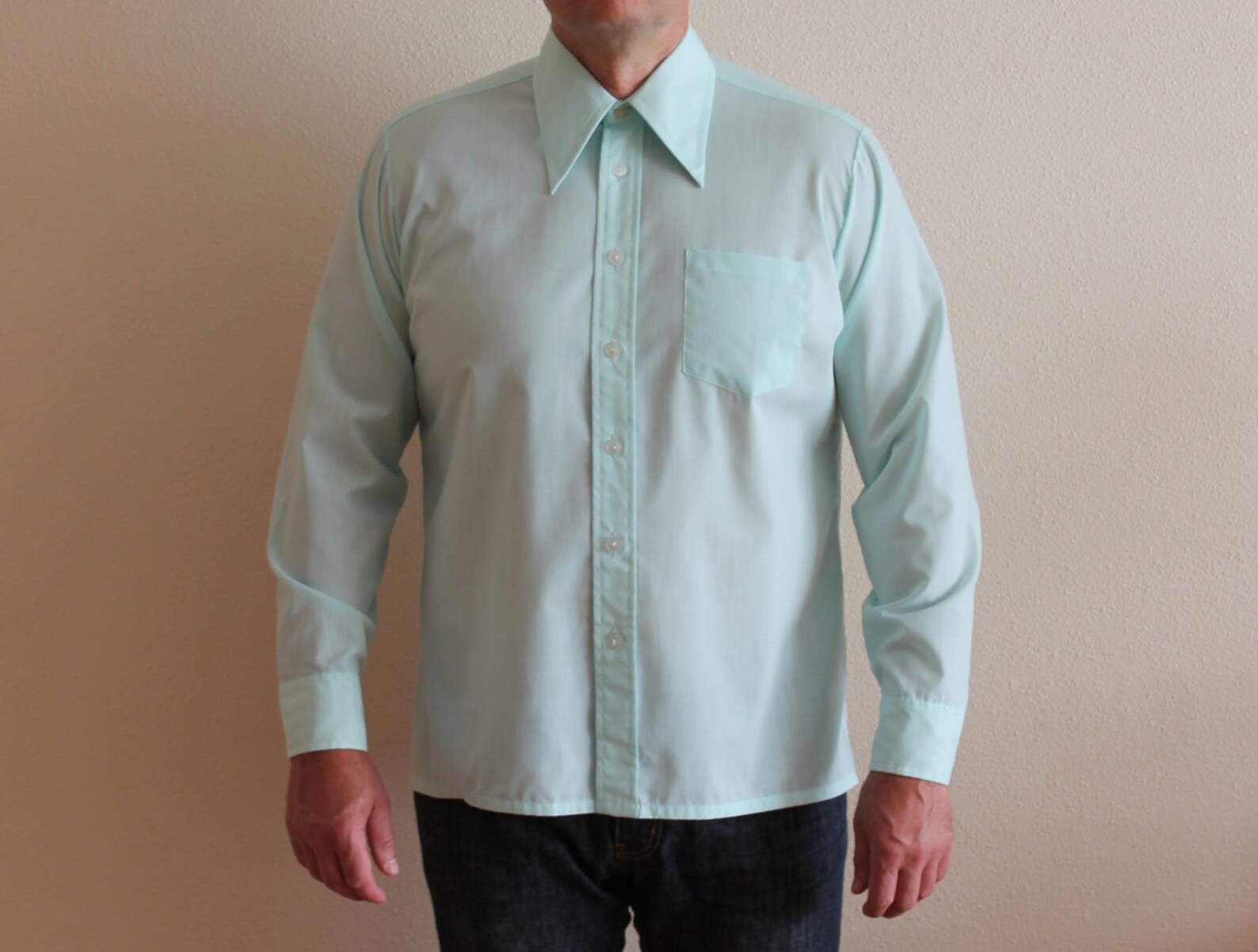 Mens Shirt Mint Green Shirt Men's Button up Shirt Long Etsy