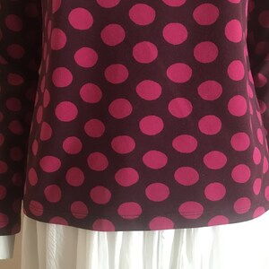 MARIMEKKO Top Polka Dot Marimekko Shirt Long Sleeve Purple Pink Circles Print Women T-Shirt Cotton Jersey Blouse image 4