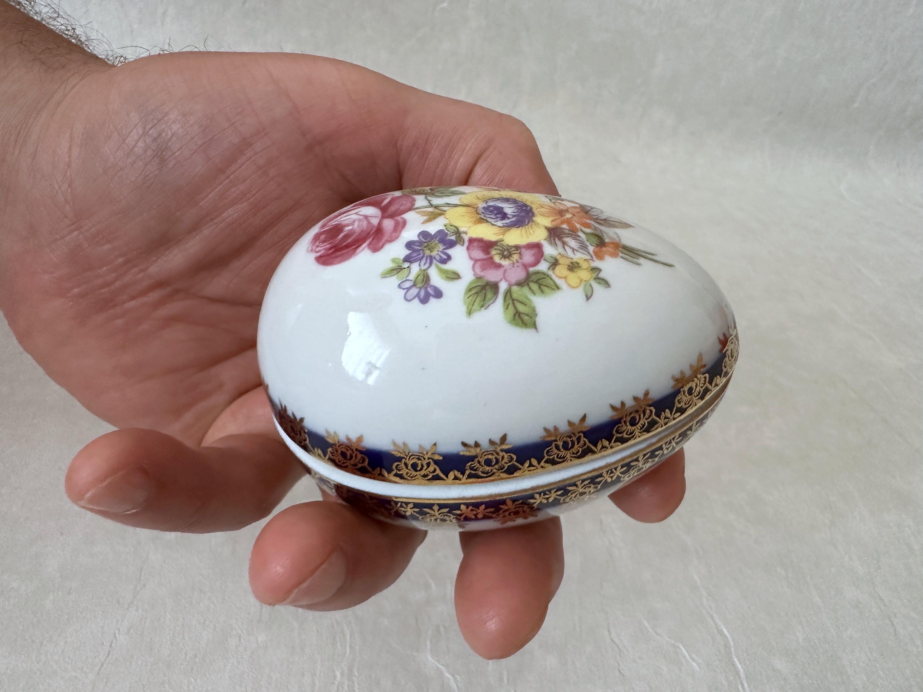 Vintage Porcelain Egg Dresden Porcelain Box Easter Egg Box