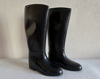 Aigle Rubber Boots Black Waterproof Boots Made in France Equestrian Boots Riding Boots by Aigle High Rubber Boots Size 39