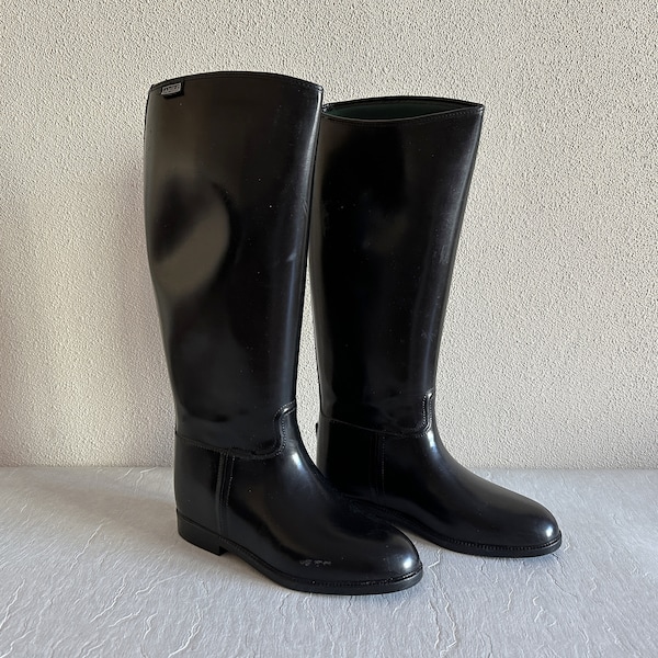 Aigle Rubber Boots Black Waterproof Boots Made in France Equestrian Boots Riding Boots by Aigle High Rubber Boots Size 39