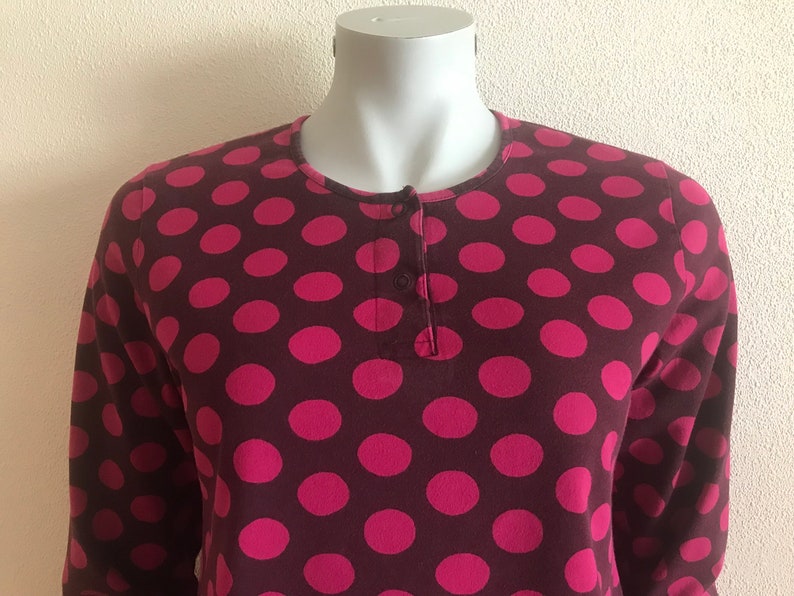 MARIMEKKO Top Polka Dot Marimekko Shirt Long Sleeve Purple Pink Circles Print Women T-Shirt Cotton Jersey Blouse image 2