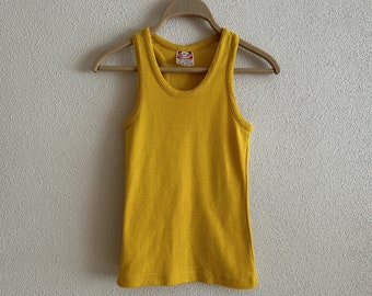 Vintage Kids Underwear Yellow Cotton Undershirt Children's Undershirt Sleeveless Cotton Tank Top Made in Finland Children Size 150