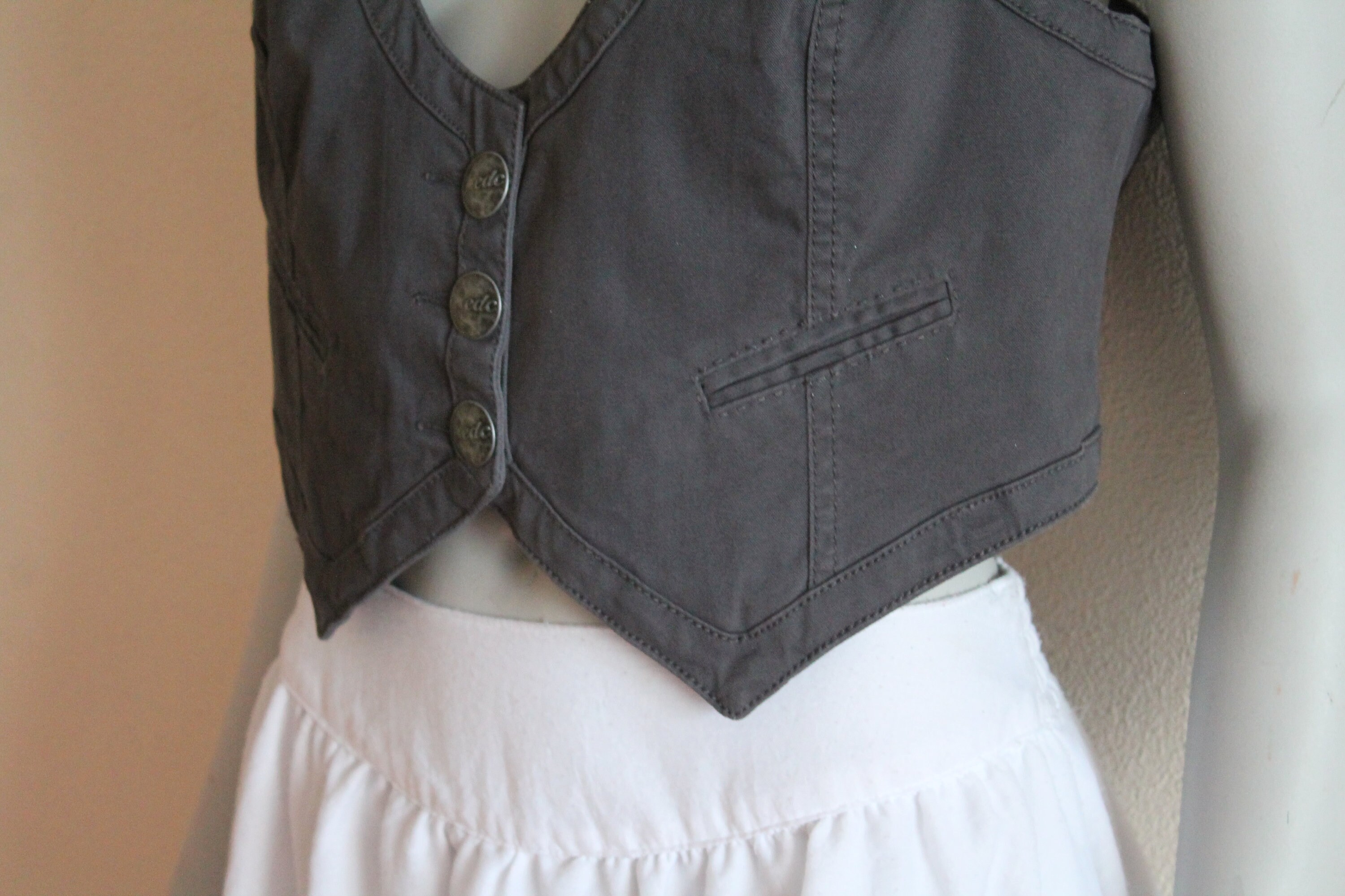Women's Vests Grey Vest Gray Women Vest Cropp Waistcoat Etsy