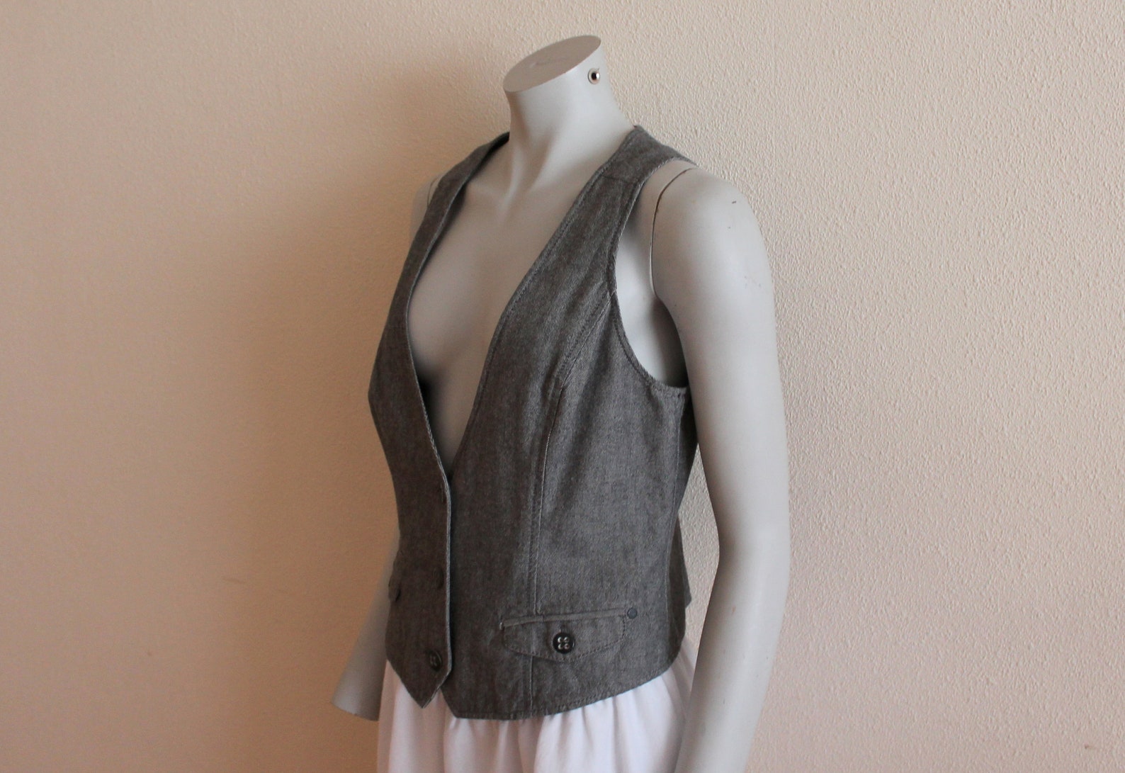 Women's Vest Grey Vest Gray Women Vest Gray Fitted Etsy