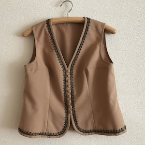 Women's Vest Brown Women Vest Vintage Women Waistcoat  Romantic Formal Hand Made Large Size