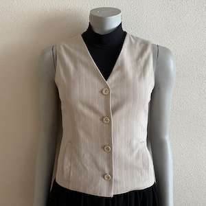 Women's Vest Beige Vest Beige Fitted Women Waistcoat Small Size