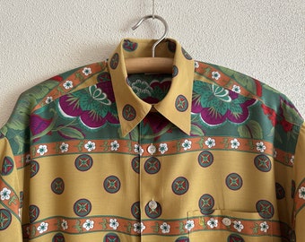 Vintage de KALB Tycoon Men's Shirt Hawaiian Shirt Multicolor Men Shirt Short Sleeves Button Up Viscose Bohemian Hippie Boho