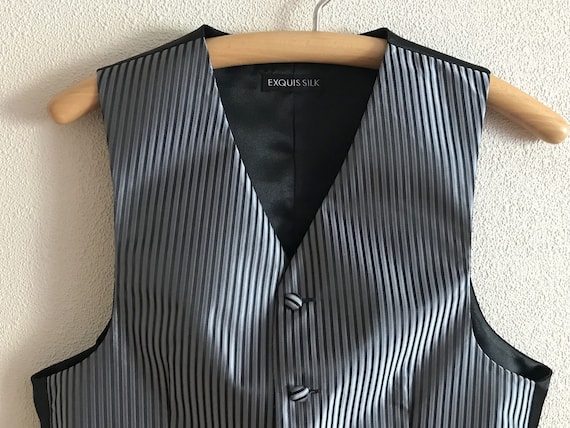 Mens Vest Gray Vest Grey Striped Mens Vest Gentle… - image 2