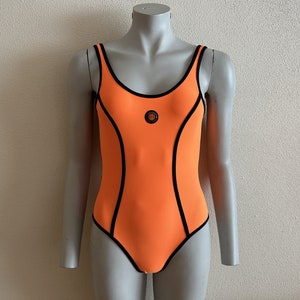 One Piece Swimsuit Vintage Swimwear Swimming Suits Bathing Suits Neon Orange