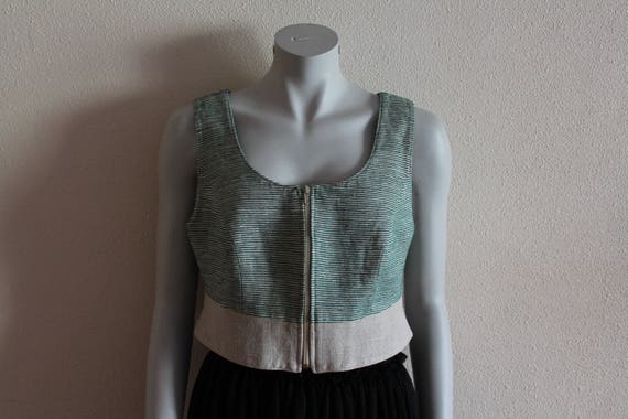 Dirndl Blouse Linen Blouse Grey Green Dirndl Blous