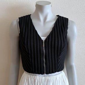 Women's Vest Black Vest Black Women Waistcoat Fitted Zip up Medium Size