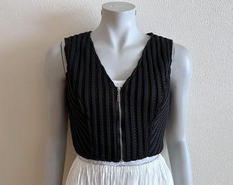 Women's Vest Black Vest Black Women Waistcoat Fitted Zip up Medium Size