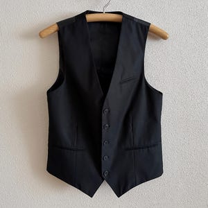 Angelo Litrico Black Suit Vest Men’s Tailored Waistcoat Classic Formal Vest Wedding Groom Vest Size EU 44