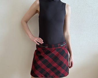 Plaid Skirt Mini Skirt Plaid Mini Skirt Red Blue Tartan Plaid Mini Skirt Checkered Skirt Back to School